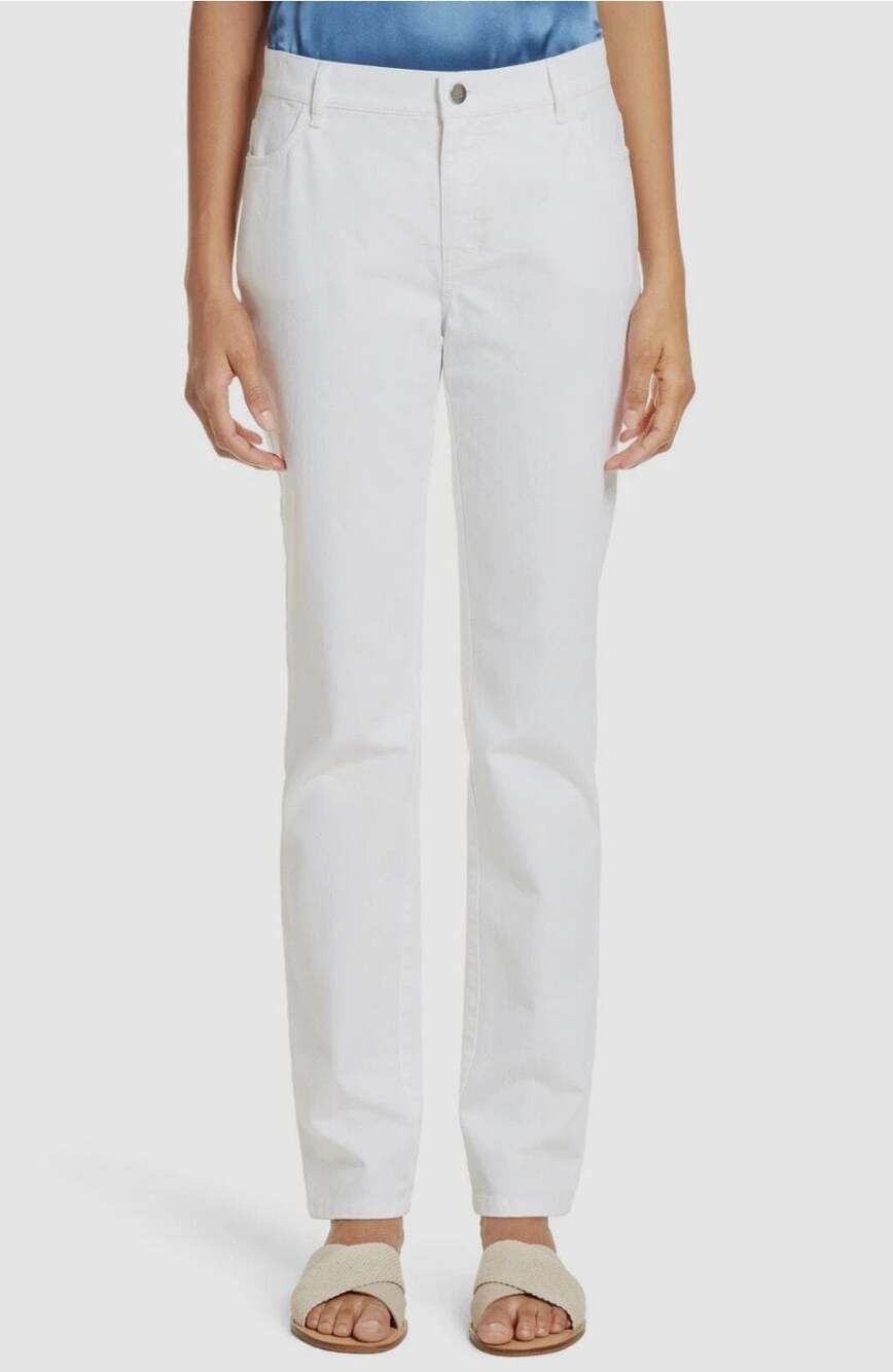 Lafayette 148 New York Thompson White Stretch Denim Pants Size 12